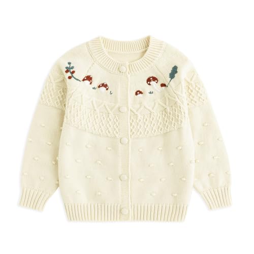Image of Simplee kids Baby Sweater Toddler Girls Cardigan Sweater Embroidered Strawberry Knit Sweater