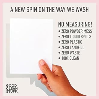 Good Clean Stuff. Hypoallergenic Laundry Detergent Strips Sheets 64 loads Eco Ultra-Concentrated Non-Bio Fragrance Free & Unscented for Machine and Hand Washing