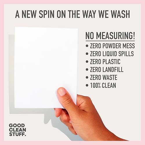 Good Clean Stuff. Hypoallergenic Laundry Detergent Strips Sheets 64 loads Eco Ultra-Concentrated Non-Bio Fragrance Free & Unscented for Machine and Hand Washing