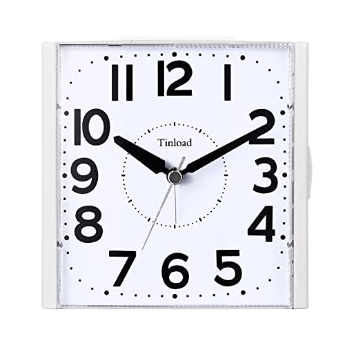 Tinload Sveglia analogica per anziani con luce notturna, quadrante grande 4,7 pollici, orologio da tavolo con funzione snooze, forte suono a 3 livelli, funzionamento a batteria