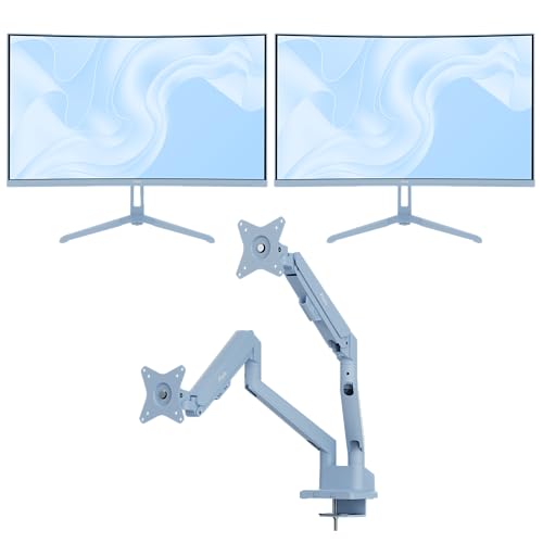 Image of Pixio Two PXC248WAVE Blue 24 inch 200Hz Refresh Rate FHD 1080p Resolution 1500R Curve Fast VA Panel 1ms GTG Response Time HDR Curved Gaming Monitor and PS1D Wave Blue Dual Monitor Arm - Fits up to 32