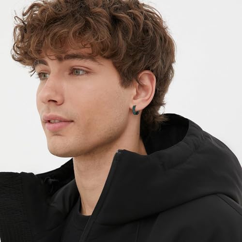 Gemstones/Viking/Celtic/Cross Hoop Earrings for Men Women 925 Sterling Silver 15mm Huggie Earrings for Sensitive Ears Jewelry Birthday Gifts4