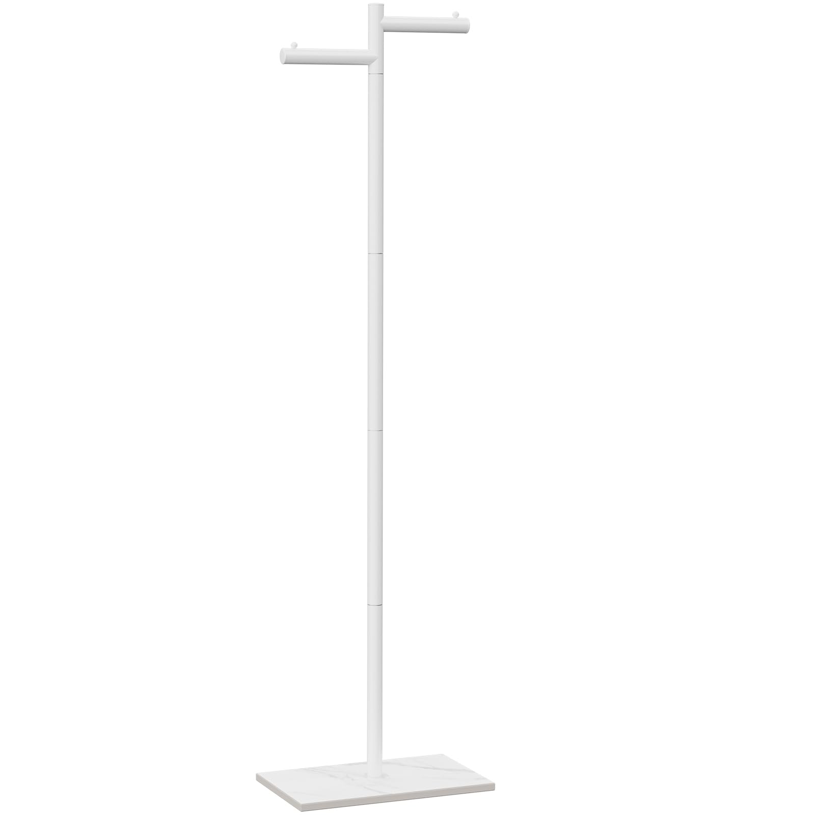 Metall Freistehend Garderobenständer, Jackenständer für Kleidung, Garderobe mit NatüRliche Stabile Felsbasis, 175cm Modern kleiderständer Passend für Jacken, Hüte, Taschen, Weiß