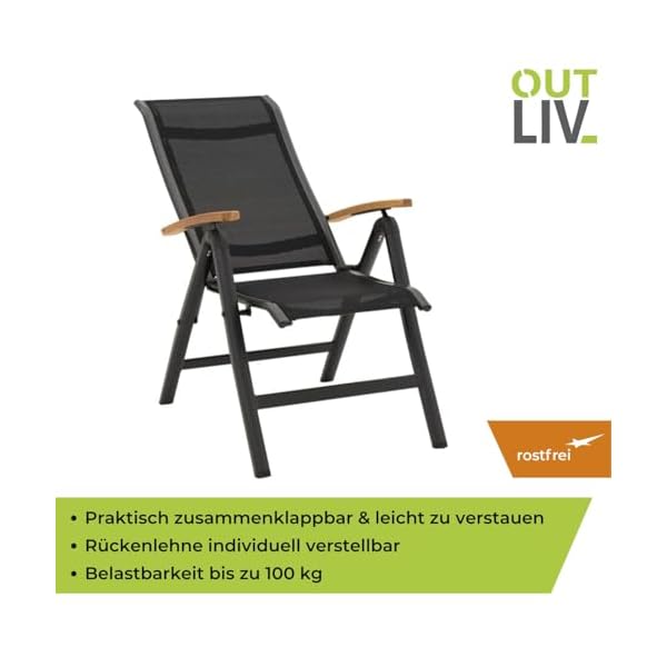 OUTLIV. Klappsessel Alpha Aluminium Teak Anthrazit
