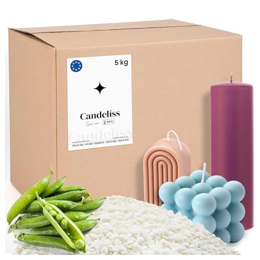 CANDELISS Cera para hacer velas en molde 5kg. Cera de soja alto punto de fusion para moldes para velas 5kg Cera para hacer velas en moldes silicona Soy candle wax for silicone moulds (5kg)