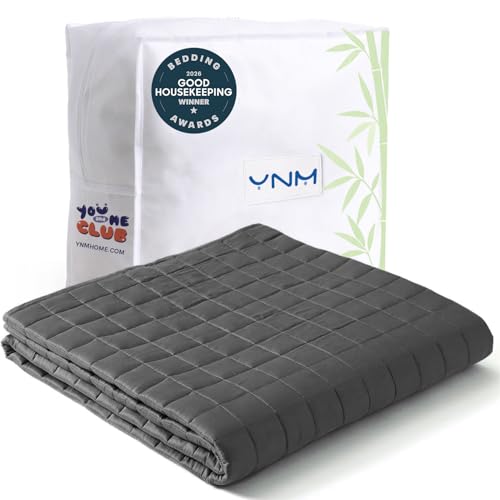 YnM Weighted Blanket, Cooling Bamboo Viscose, Smallest Compartments with Glass Beads, Bed Blanket for Two Persons of 140~240lbs, Ideal for Queen or King Bed (88x104 Inches, 30 Pounds, Dark Grey)