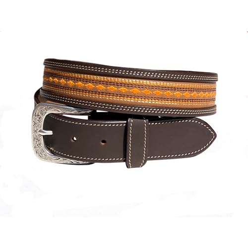 Durango Mens Mason Diamond Embroidered Leather Belt