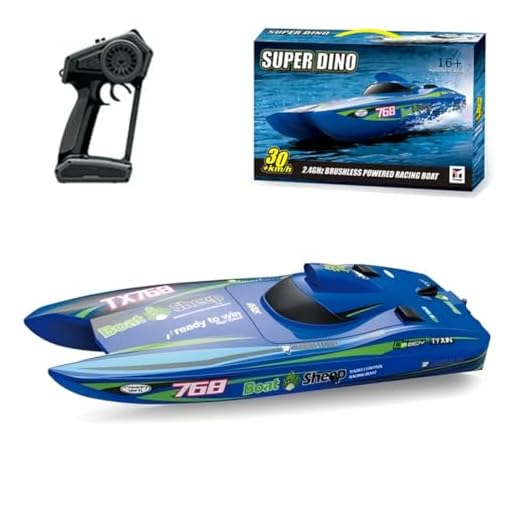 rcxperts New TX768 RC Jet Boat 30KM/H, High Speed 40cm ABS Jet Boat Brushless Catamaran with Waterproof, RTR, Sailboat for Lake, River, Saltwater and Pools - Blue