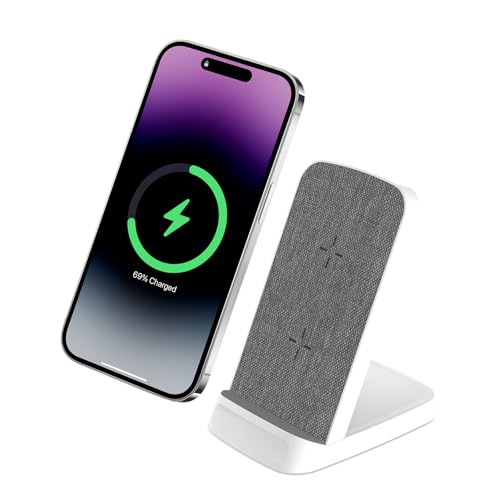 SENGiMC 15W Fast Wireless Charger Stand, Wireless Charging Station for iPhone 16 15 14 13 12 11 9 8 XR, Samsung Galaxy S25 Ultra S24 S23 S22 S21 S20 S10 S9 Note 20
