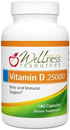 Wellness Resources Vitamin D - 2,500 IU Soy-Free Vitamin D3 (180 Veggie Capsules)