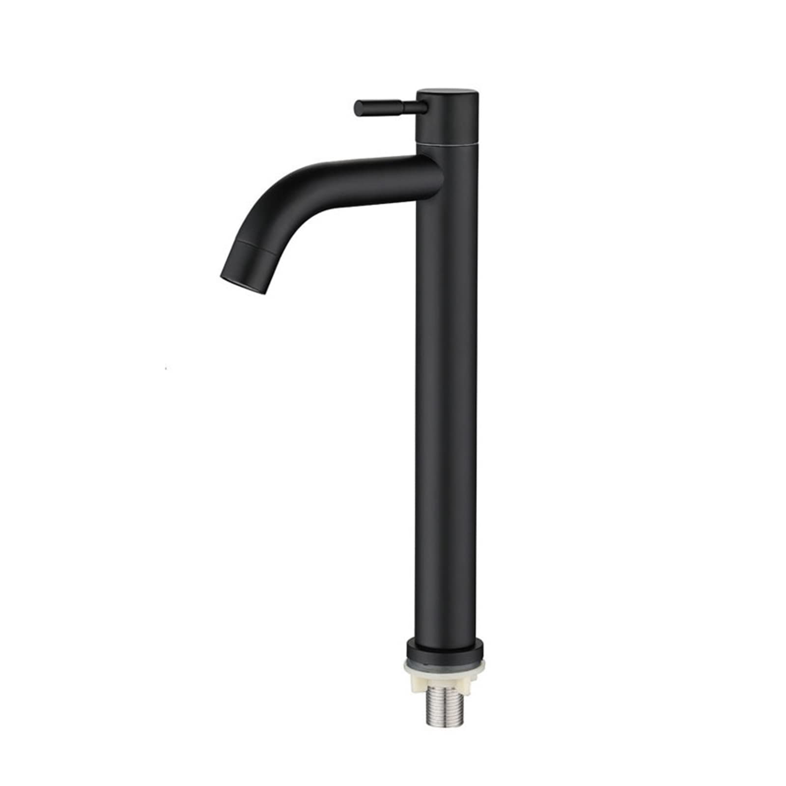 Robinet de lavabo froid unique noir long en inox pour solutionner les projections d'eau de vasque