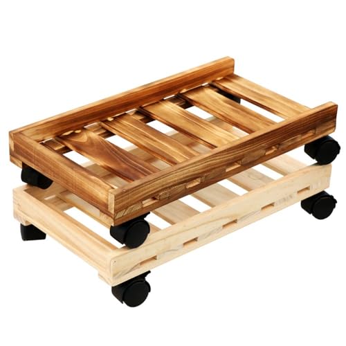 Soporte de CPU móvil de madera con ruedas, base para torre con disipación de calor y ruedas giratorias Natural miniatura 4
