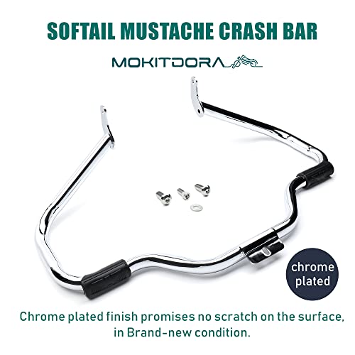 Mokitdora Engine Guard Softail Highway Mustache Crash Bar 1.25" Fat For Harley 2000-2017 Heritage Softail Classic Deluxe Fat Boy Flstf Models, Chrome #TOP1