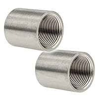 tecuro 2 x Schweißmuffe - Muffe Gewindefitting Edelstahl V4A (AISI 316), IG - 3/4 Zoll