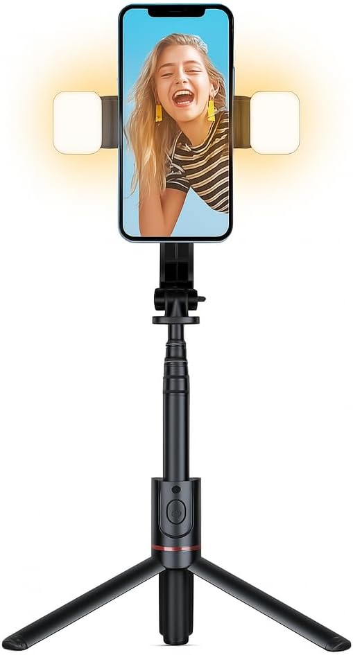 Bastão Tripé Para Celular 360º Dobrável Pau De Selfie Bluetooth Com 2 Led Mini Controle Remoto 3 em 1 Câmera Selfie Stick (PRETO) H'MASTON Linha Super Premium Bastão Tripé Para Celular 360º Dobrável Pau De Selfie Bluetooth Com 2 Led Mini Controle Remoto 3 em 1 Câmera Selfie Stick (PRETO) H'MASTON Linha Super Premium
