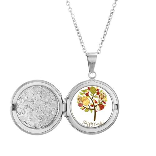 Collier médaillon œuf de Pâques en argent pour femme