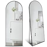 17' x 58' Modern Arch Aluminum Easel Floor Mirror (Black)