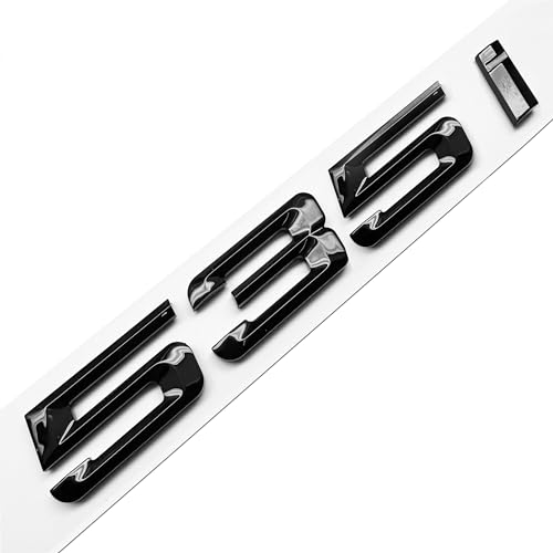 535i Rear Gloss Black 3D Trunk Lid Car Badge Emblem Decal Number Letter for BMW 5 Series with Adhesive Backing