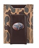 ZEP-PRO Mallard Men's Magnetic Front Pocket Old School Camo Leather Wallet – Slim Design with Card Slots and Money Clip, Brown/Tan Camo