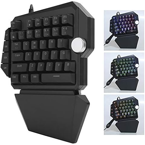 Keyboard, Black 44 Keys Mechanical One Hand Keyboard, Computer Peripherals for PS4 Backlight Keyboard Gaming Cover