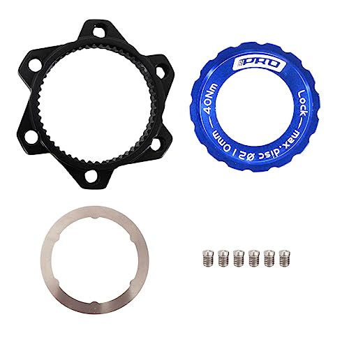 DJC Centerlock to 6 Bolts Rotor Adapter with Lockring, Bike Adapter for Centerlock Convert to 6 Bolts Rotor Disc MTB Road Bike (blue)