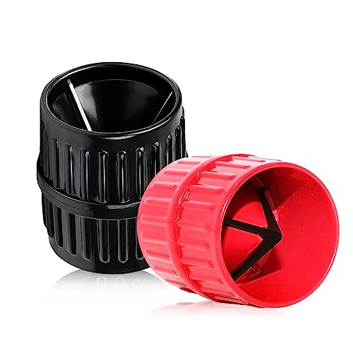 XIAQICA 2 Pièces Chanfreiner Ebavureur Cuivre Tuyau per Multicouche Ebavureur Multicouche Tube Cuivre Tuyau Cuivre pour Tubing Outils a Ebavurer Alésoir Ebavurage (Rouge, Noir)