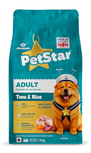 Image of Petstar Adult Dry Dog Food 3 kg, Tuna & Rice Formula, High Protein, Easy Digestion, Immunity Support, No Artificial Flavours or Added Sugar