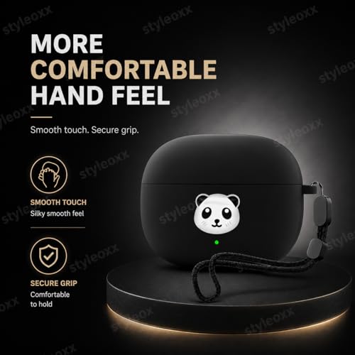 Image of Anvique Silicone Case for OnePlus Buds 4 Pro,Shockproof Protective Cover, Scratch Resistant, Lightweight, Precise Fit with Charging Access (Panda Lanyard)