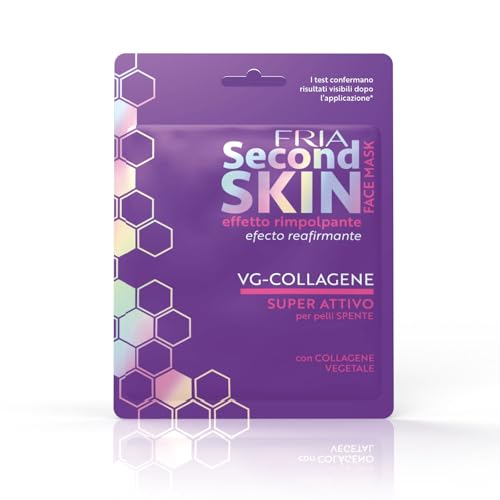 Fria Second Skin Maschera Viso Rimpolpante con Collagene Vegetale, Azione Lifting per Pelli Spente, Dermatologicamente Testata, Confezione da 1 Maschera