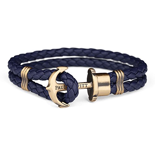 PAUL HEWITT Anchor Bracelet for Men PHREP - Anchor Men's Bracelet Leather (Navy Blue), Sailcloth Bracelets for Men with Anchor Jewelry Made of Brass