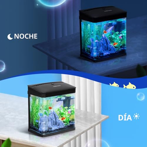 Miniatura 7 de Nobleza - Acuario De Cristal Con Cubierta Y Luces Led. Sistema De Filtro De 7 Litros. Color Negro