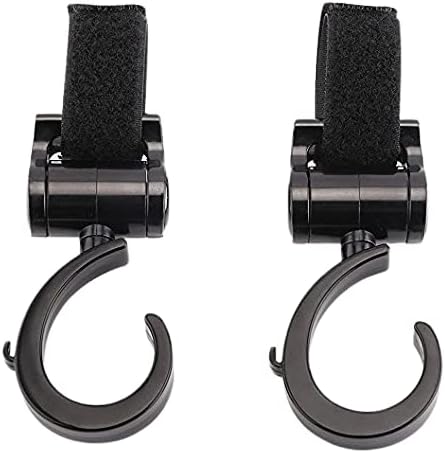 Stroller Hook, 2 Pack Set, Black, These Multi-Purpose Stroller Hooks, Are Great Accessories for Mommy When in A shopping Mall, Picnic, Backstreet, Jogging Park, Grate For Hanging Diaper Bags, Shopping