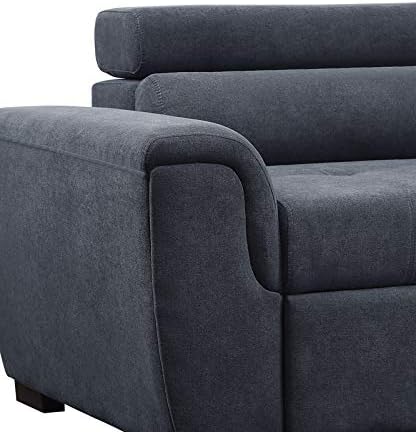 Miniatura 3 de Lilola Home Haris Sofá cama de tela gris oscuro seccional con reposacabezas ajustable y otomana de almacenamiento