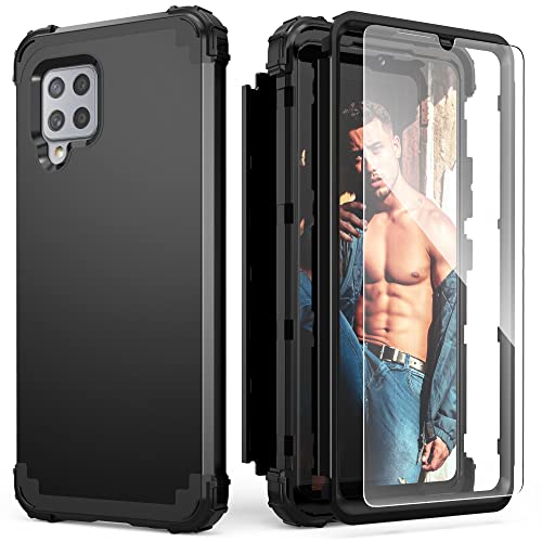 Coque Samsung A42 5G antichoc 3-en-1 noire avec protège-écran