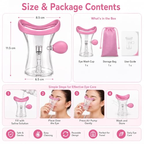 Image of Eye Wash Cup with Air Pump | Eye Cleaning Cup with Soft Silicone Rim | Reusable Eye Wash Cleaner for Daily Eye Hygiene | Portable Eye Rinse Cup for Men & Women