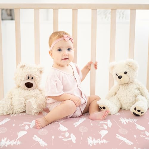 Image of Nap Mat Sheet 47 inchx24 inch, 3 Pack Pink Floral Baby Crib Sheets Fitted Elastic Corners, Preschool Day Care Rest Mat Cover, Soft Breathable - Compatible with Regalo My Cot, Joovy Travel Cot
