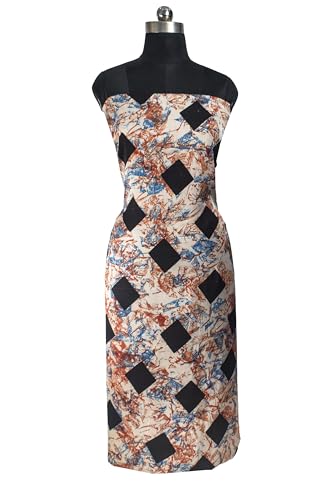 Image of Ethnics of Kutch Womens's Ajrakh Modal Silk Natural Dye Hand Block Print Unstitched Kurta Fabric