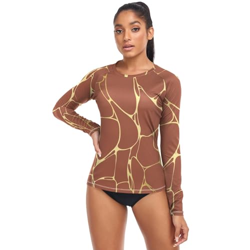 Athletic Shirts UPF 50+ Protection Women Sweatshirt Hiking Outdoor Gold Marble Vintage Texture4