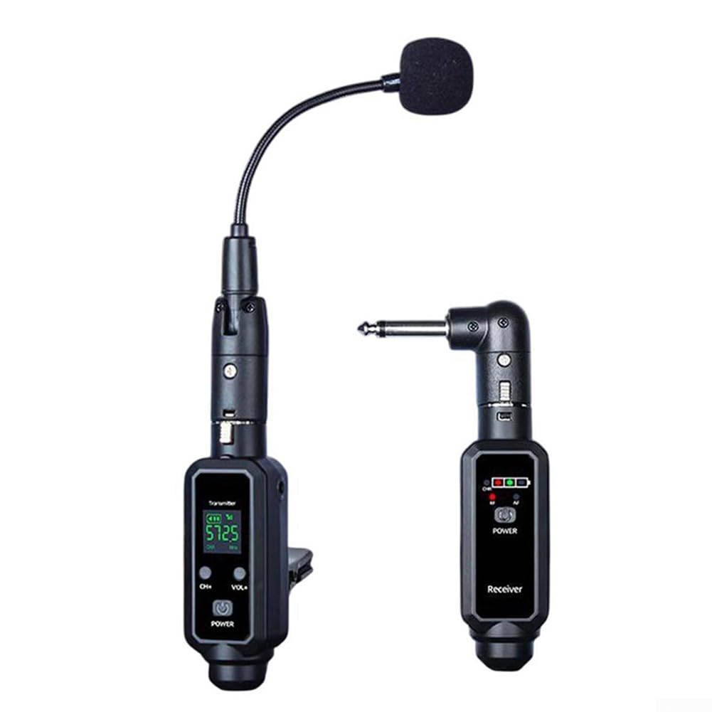 Microfono wireless UHF per sassofono e tromba, canali selezionabili, trasmissione a bassa latenza, perfetto per musicisti che si esibiscono dal vivo (1 in 1)