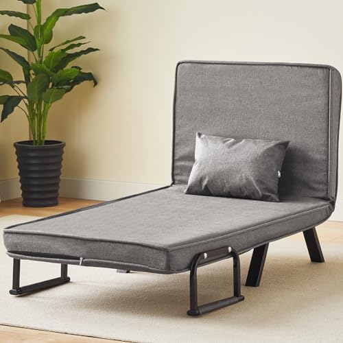 Bakaji Poltrona Divano Letto Singolo Reclinabile 3 In 1, Sedia Convertibile In Chaise Lounge Con Seduta Imbottita Morbida Ed Ergonomica, Copertura Sfoderabile E Tessuto Traspirante (Grigio) - 3