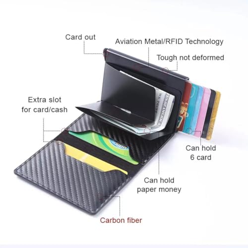 Small wallet，Minimalist wallet for men，slim rfid card holder，Carbon fiber black,Reusable Shockproof, anti pressure and waterproof packaging box3