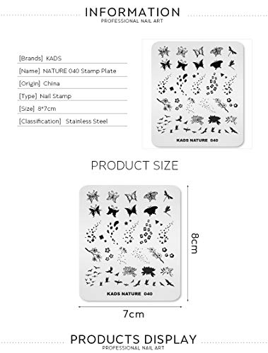 Kads Nail Art Template Nature Nail Stamping Plate Butterfly Dragonfly Fallen Leaves Image Nail Art Diy Manicure Tool (Na040) #TOP6