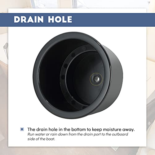 weyleity Recessed Plastic Cup Drink Can Holder with Drain Hole Set of 4 Recessed Drop in Plastic Cup Drink Can Holder for Boat Truck Car Table Camper Marine RV-Black (4)