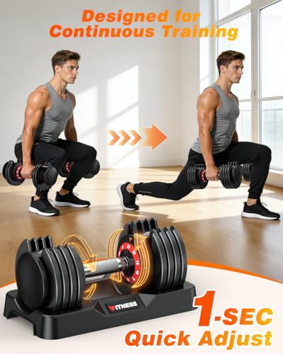 Image of Rendpas Adjustable Dumbbell Set, Quick Adjust Free Weights for Home Gym