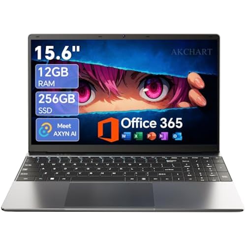 15.6'' AI Laptop with Office 365 12GB RAM 256GB SSD Win 11 Laptops