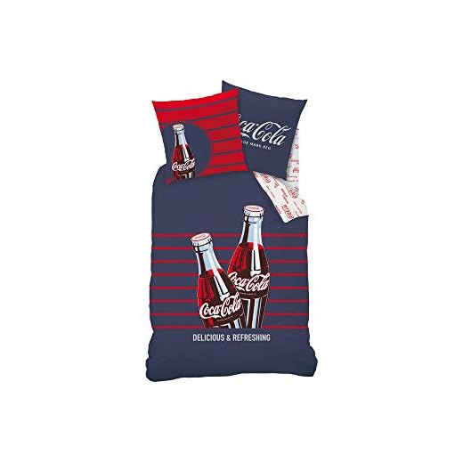 COCA COLA - Juego de Ropa de Cama, poliéster y algodón, 200 x 140 cm