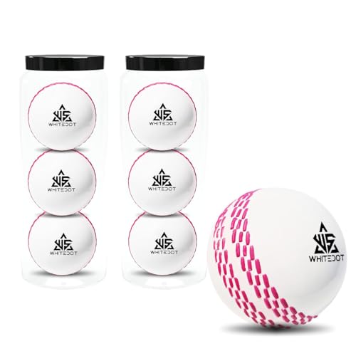 Image of Whitedot Synthetic Rubber Practice Cricket Ball /Wind Balls (90 GMS) for - Indoor & Outdoor Street & Beach Cricket (Pack of 6) (White)
