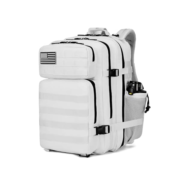 LUPU TACTICAL 45L Backpack for Men and Women 3 Days Assault Pack Outdoor Travel Hiking Camping Rucksack with Molle Webbing (White)