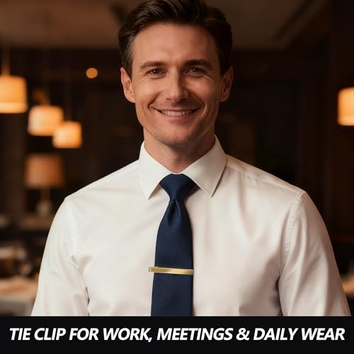 image for TONOS Tie Clips for Men, 6 PACK Tie Clip Set with Elegant Gift Box - S