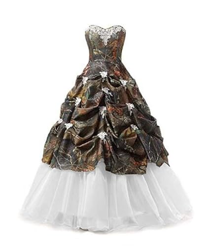 FWVR Womens Appliques Camo Wedding Dresses for Bride Plus Size Long Camouflage Bridal Gowns White6